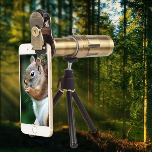  DOOLST Phone Camera Lens Telescope Lens Optical HD 20X Zoom Phone Lens Telephoto Lens Kit with Tripod,Brass