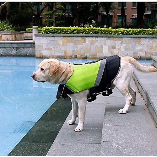  DORA BRIDAL Dog Life Jacket, Doggie Ripstop Lifesaver Safety Vest with Rescure Handle, Adjustable Buckles, Dogs Life Preserver for Water Safety at The Pool, Beach, Boating