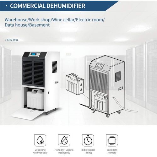  DOROSIN AIR DOROSIN Dehumidifier, 190 Pint 24 Gallon Portable Intelligent Commercial Air Dryer Large Capacity Industrial Auto Defrost Dehumidifier with LED Display Water Tank Drain Hose for Ba