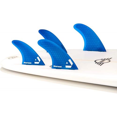  Visit the DORSAL Store DORSAL Surfboard Fins Hexcore Quad Set (4) Honeycomb FCS Base Blue