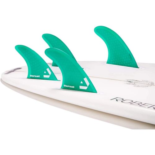  Visit the DORSAL Store DORSAL Surfboard Fins Hexcore Quad Set (4) Honeycomb FUT Base Green