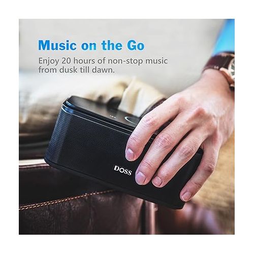  DOSS SoundBox Touch Wireless Bluetooth Speaker with 12W HD Sound and Bass, IPX5 Waterproof, 20H Playtime, Touch Control, Handsfree, Speaker for Office, Home, Outdoor, Travel