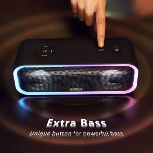  [아마존핫딜][아마존 핫딜] DOSS SoundBox Pro+ Wireless Bluetooth Speaker with 24W Impressive Sound, Booming Bass, Wireless Stereo Pairing, Mixed Colors Lights, IPX5 Waterproof, 15 Hrs Battery Life, 66 ft Blu