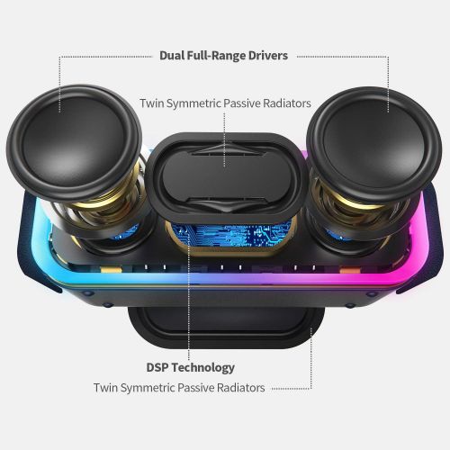  [아마존핫딜][아마존 핫딜] DOSS SoundBox Pro+ Wireless Bluetooth Speaker with 24W Impressive Sound, Booming Bass, Wireless Stereo Pairing, Mixed Colors Lights, IPX5 Waterproof, 15 Hrs Battery Life, 66 ft Blu