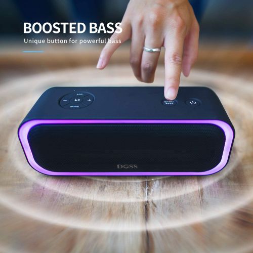  [아마존베스트][Upgraded] DOSS SoundBox Pro Portable Wireless Bluetooth Speaker with 20W Stereo Sound, Active Extra Bass, Wireless Stereo Paring, Multiple Colors Lights, Waterproof IPX5, 10 Hrs B