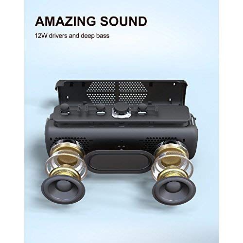  [아마존 핫딜]  [아마존핫딜]DOSS E-GoII Bluetooth Lautsprecher Soundbox mit Dual-Treiber besserem Bass IPX6 Wasserdicht Tragbar Drahtlos 8 St Spielzeit【Schwarz】