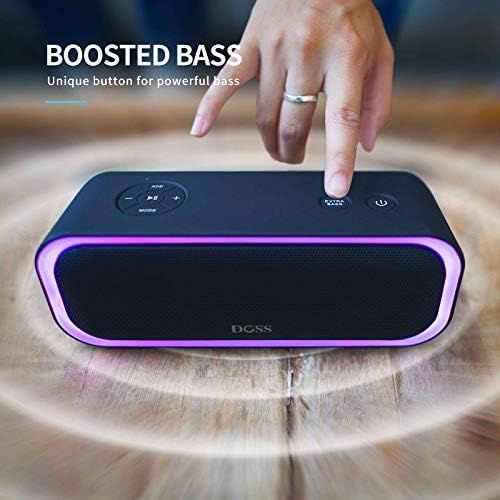  Bluetooth Speaker, DOSS SoundBox Pro Portable Wireless Speaker with 20W Stereo Sound, Active Extra Bass, IPX5 Waterproof, Wireless Stereo Pairing, Multi-Colors Lights, 20 Hrs Playt