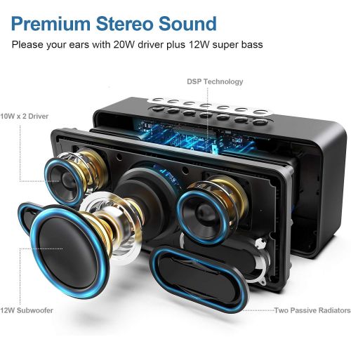  [아마존베스트]DOSS SoundBox XL 32W Bluetooth Home Speakers, 20W Louder Volume, DSP Technology with 12W Subwoofer, Wireless Stereo Pairing, Speakers for Indoor Party