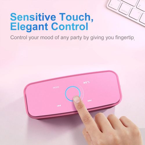  [아마존베스트]DOSS SoundBox Touch Portable Wireless Bluetooth Speakers with 12W HD Sound and Bass, 20H Playtime, Handsfree, Speakers for Home, Outdoor, Travel-Pink