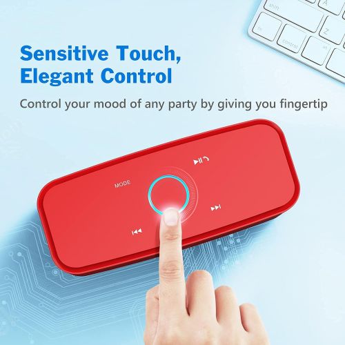 [아마존베스트]DOSS SoundBox Touch Portable Wireless Bluetooth Speakers with 12W HD Sound and Bass, 20H Playtime, Handsfree, Speakers for Home, Outdoor, Travel-Red