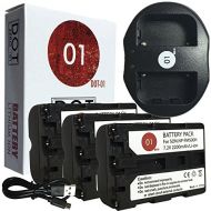 DOT-01 3X Brand 2200 mAh Replacement Sony NP-FM500H Batteries and Dual Slot USB Charger for Sony A700 Digital SLR Camera and Sony FM500H