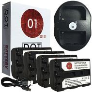 DOT-01 4X Brand 2200 mAh Replacement Sony NP-FM500H Batteries and Dual Slot USB Charger for Sony A58 Digital SLR Camera and Sony FM500H