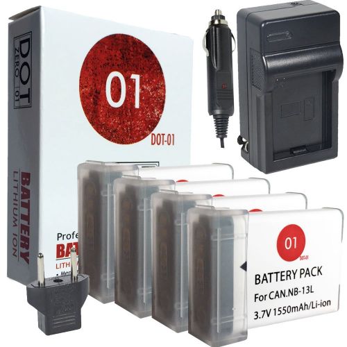  DOT-01 4X Brand Canon G7 X Mark II Batteries and Charger for Canon G7 X Mark II Camera and Canon G7 X II Battery and Charger Bundle for Canon NB13L NB-13L