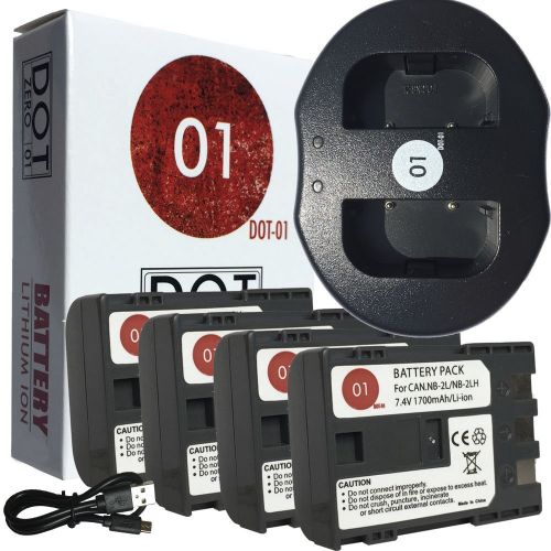  DOT-01 4X Brand 1700 mAh Replacement Canon NB-2L Batteries Dual Slot USB Charger Canon Powershot S70 Digital Camera Canon NB2L