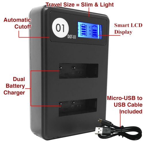  DOT-01 3X Brand 1800 mAh Replacement Sony NP-BX1 Batteries and Smart LCD Display USB Charger for Sony DSC-HX80 Digital Camera and Sony BX1