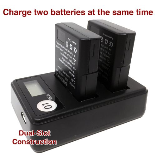  DOT-01 2X Brand 1650 mAh Replacement Nikon EN-EL14A  EN-EL14 Batteries and Smart LCD Display Dual USB Charger for Nikon P7100 Digital Camera and Nikon ENEL14A