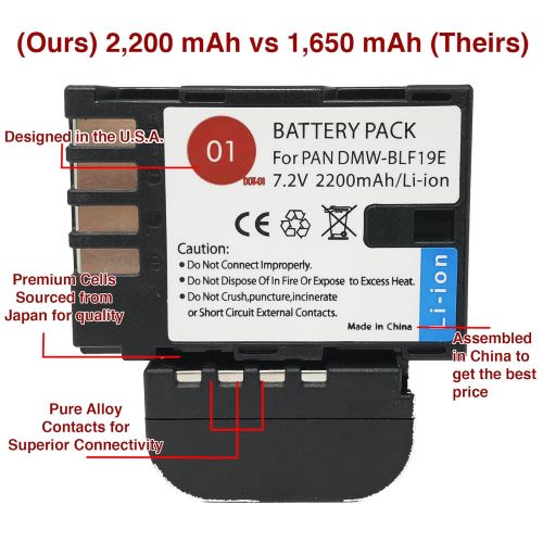  DOT-01 4X Brand 2200 mAh Replacement Panasonic DMW-BLF19 Batteries Charger Panasonic Lumix DMC-GH3, DMC-GH4 Digital Camera Panasonic BLF19