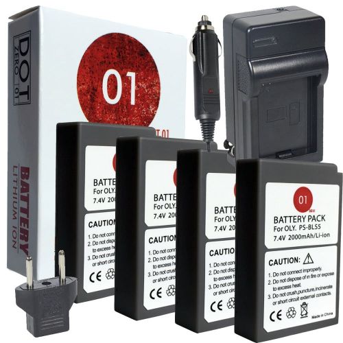  DOT-01 4X Brand Olympus OM-D E-M10 Mark II Batteries Charger Olympus OM-D E-M10 Mark II Camera Olympus EM10 II Battery Charger Bundle Olympus BLS50 BLS-50