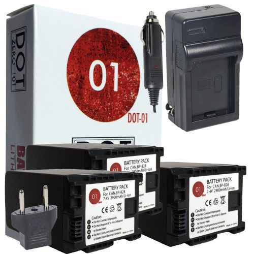  DOT-01 3X Brand Canon XA30 Batteries and Charger for Canon XA30 Camera and Canon XA30 Battery and Charger Bundle for Canon BP828 BP-828