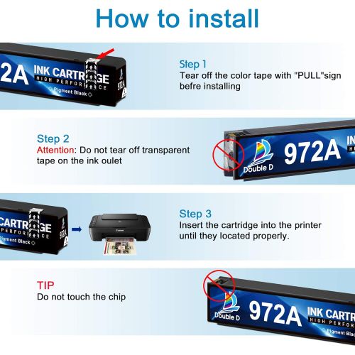  DOUBLE D 972 972A Black (Updated Chip) Compatible Replacement for HP 972A 972 (F6T80AN) for HP PageWide 377dw, PageWide Pro 477dw 477dn 577dw 377dn 577z 452dn 452dw 552dw P55250dw