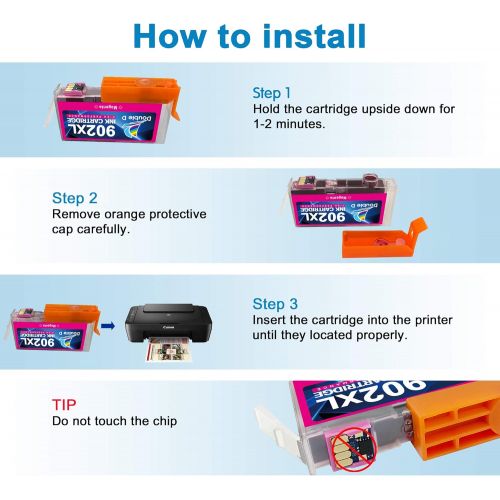  Double D 902xl Ink Cartridges Compatible Replacement for HP 902 902xl Combo Pack (Upgrade Chip) for HP OfficeJet 6968 6978 6962 6958 6954 6960 6970 6950 6979 6951 Printer (2BK,1C,1
