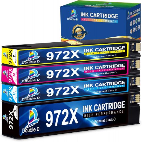  DOUBLE D 972X 972A (Upgraded Chip) Compatible Replacement for HP 972X 972A 972 Ink Cartridges, for HP PageWide Pro 477dw 477dn 577dw 577z 452dn 452dw 552dw P55250dw P57750dw, 4 Pac