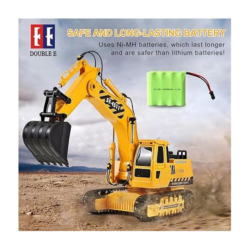  DOUBLE E Excavator Toys for Boys Remote Control Excavator 11 Channel 1:20 Construction Toys Tractor, RC Excavators Sandbox Digger Toys Gifts for Boys 4-12 Years