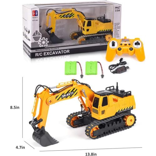  [아마존핫딜][아마존 핫딜] DOUBLE E Remote Control Excavator Toy Truck 1/26 with Rechargeable Battery Simulated Sounds 2.4GHz Construction Vehicles Truck