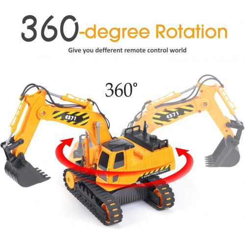  [아마존핫딜][아마존 핫딜] DOUBLE E Remote Control Excavator Toy Truck 1/26 with Rechargeable Battery Simulated Sounds 2.4GHz Construction Vehicles Truck