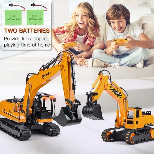  [아마존핫딜][아마존 핫딜] DOUBLE E Remote Control Excavator Toy Truck 1/26 with Rechargeable Battery Simulated Sounds 2.4GHz Construction Vehicles Truck