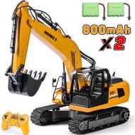 [아마존핫딜][아마존 핫딜] DOUBLE E Remote Control Truck Excavator Toy 17 Channel 1:16 Scale RC Tractor with Metal Shovel Lights Sounds 2 Batteries 2.4Ghz Construction Toy