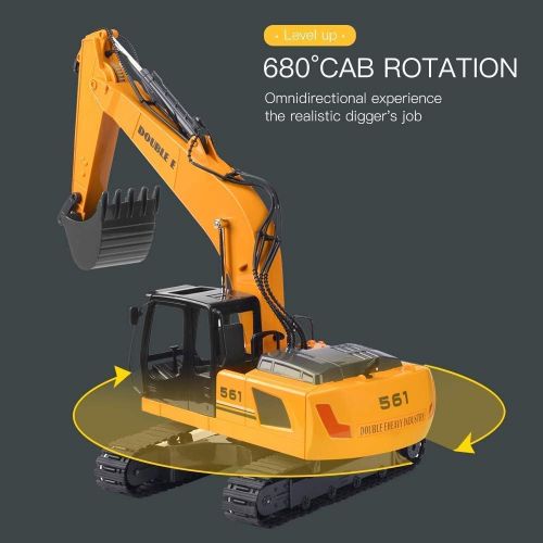  [아마존핫딜][아마존 핫딜] DOUBLE E Remote Control Truck Excavator Toy 17 Channel 1:16 Scale RC Tractor with Metal Shovel Lights Sounds 2 Batteries 2.4Ghz Construction Toy