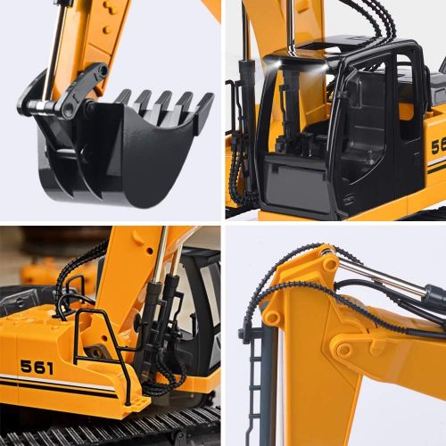  [아마존핫딜][아마존 핫딜] DOUBLE E Remote Control Truck Excavator Toy 17 Channel 1:16 Scale RC Tractor with Metal Shovel Lights Sounds 2 Batteries 2.4Ghz Construction Toy