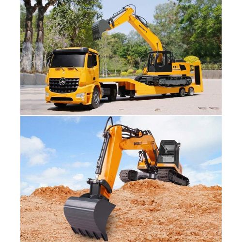  [아마존핫딜][아마존 핫딜] DOUBLE E Remote Control Truck Excavator Toy 17 Channel 1:16 Scale RC Tractor with Metal Shovel Lights Sounds 2 Batteries 2.4Ghz Construction Toy