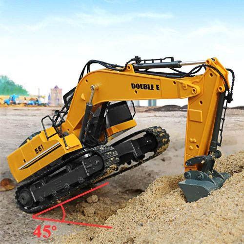  [아마존핫딜][아마존 핫딜] DOUBLE E Remote Control Truck Excavator Toy 17 Channel 1:16 Scale RC Tractor with Metal Shovel Lights Sounds 2 Batteries 2.4Ghz Construction Toy