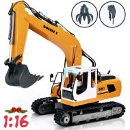 [아마존핫딜][아마존 핫딜] DOUBLE E 17 Channel Full Functional Remote Control Truck Metal Shovel RC Excavator with 2 Bonus Drill and Grasp