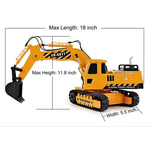  [아마존핫딜][아마존 핫딜] DOUBLE E Remote Control Excavator Toys Fully Functional Construction Tractor, Rechargeable Rc Excavator 1:20 RC Excavator Truck with Lights & Sounds 2.4Ghz Transmitter, White