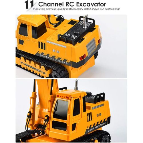  [아마존핫딜][아마존 핫딜] DOUBLE E Remote Control Excavator Toys Fully Functional Construction Tractor, Rechargeable Rc Excavator 1:20 RC Excavator Truck with Lights & Sounds 2.4Ghz Transmitter, White