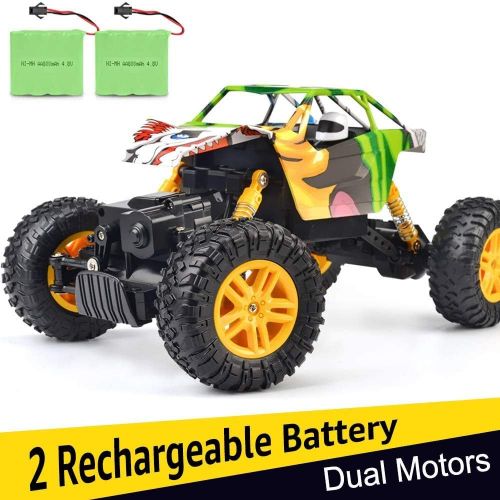  [아마존베스트]DOUBLE E RC Cars 1:18 Dual Motors Rechargeable Remote Control Truck 4WD Off Road RC Truck Rock Crawler