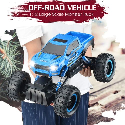  DOUBLE E RC Car Newest 1/12 Scale Remote Control Car, 2.4Ghz Off Road RC Trucks with Rechargeable Battery Dual Motors Off Road RC Truck Play Electric Toy Car High Speed Racing Car for All A