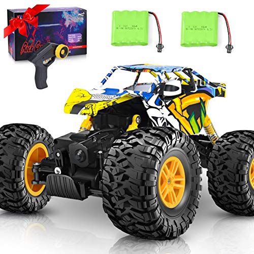  DOUBLE E RC Car 4WD Remote Control Car 2 Batteries Unique Colorful Shell Off Road Monster Truck 2 Powerful Motors Climbing RC Crawler Toy Cars for Boys Girls Kids