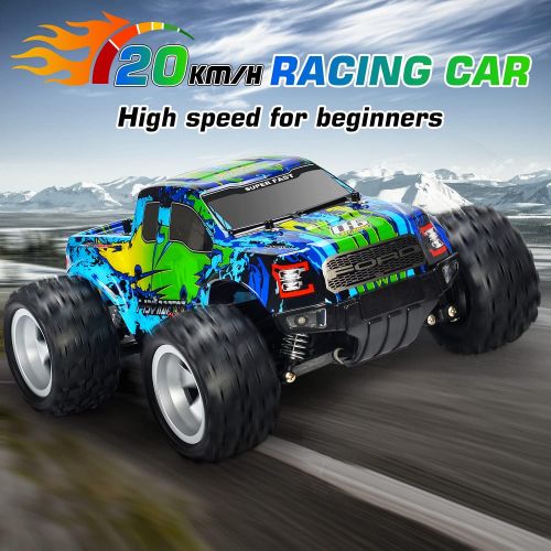  DOUBLE E Ford Raptor F150 Remote Control Car 20km/h 4WD RC Car with Rechargeable Battery Headlights High Speed Off Road Monster Trucks for Boys Girls Kids, Green