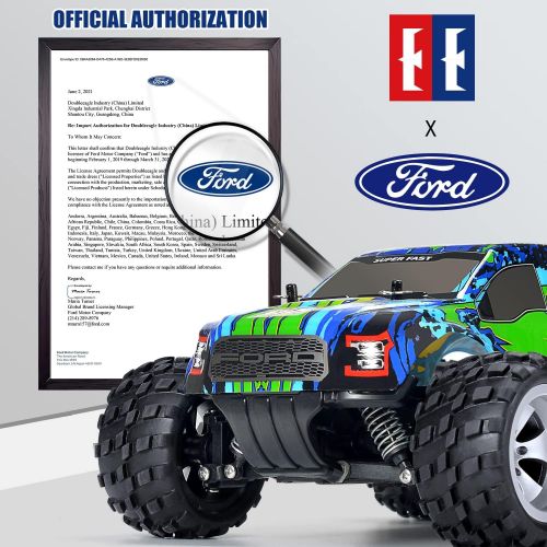  DOUBLE E Ford Raptor F150 Remote Control Car 20km/h 4WD RC Car with Rechargeable Battery Headlights High Speed Off Road Monster Trucks for Boys Girls Kids, Green