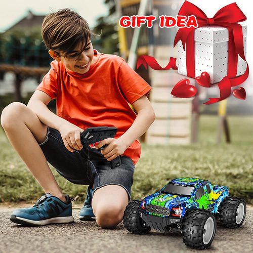  DOUBLE E Ford Raptor F150 Remote Control Car 20km/h 4WD RC Car with Rechargeable Battery Headlights High Speed Off Road Monster Trucks for Boys Girls Kids, Green