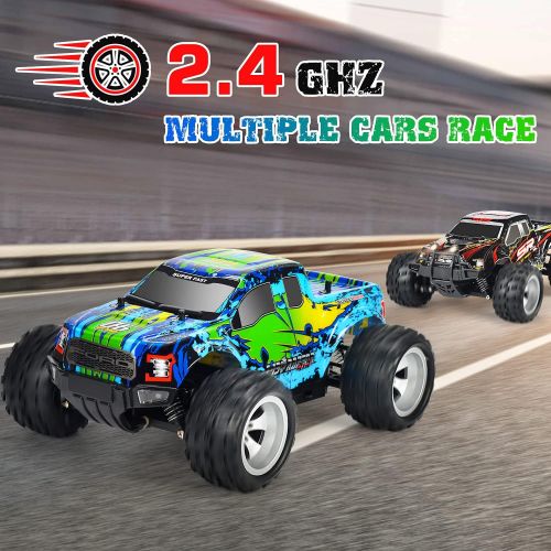  DOUBLE E Ford Raptor F150 Remote Control Car 20km/h 4WD RC Car with Rechargeable Battery Headlights High Speed Off Road Monster Trucks for Boys Girls Kids, Green