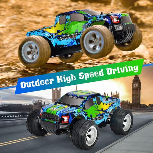  DOUBLE E Ford Raptor F150 Remote Control Car 20km/h 4WD RC Car with Rechargeable Battery Headlights High Speed Off Road Monster Trucks for Boys Girls Kids, Green