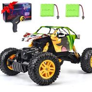 DOUBLE E RC Car 4WD Remote Control Car 2 Batteries Unique Colorful Shell Off Road Monster Truck 2 Powerful Motors Climbing RC Crawler Toy Cars for Boys Girls Kids