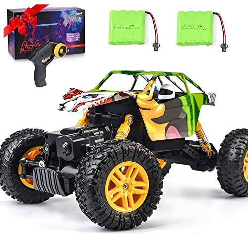  DOUBLE E RC Car 4WD Remote Control Car 2 Batteries Unique Colorful Shell Off Road Monster Truck 2 Powerful Motors Climbing RC Crawler Toy Cars for Boys Girls Kids