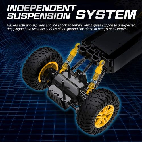  DOUBLE E RC Car 4WD Remote Control Car 2 Batteries Unique Colorful Shell Off Road Monster Truck 2 Powerful Motors Climbing RC Crawler Toy Cars for Boys Girls Kids