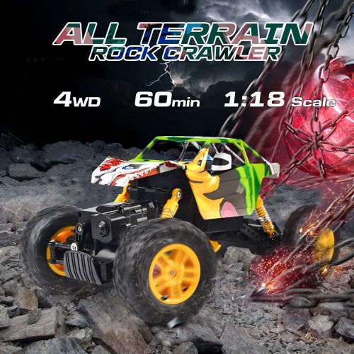  DOUBLE E RC Car 4WD Remote Control Car 2 Batteries Unique Colorful Shell Off Road Monster Truck 2 Powerful Motors Climbing RC Crawler Toy Cars for Boys Girls Kids